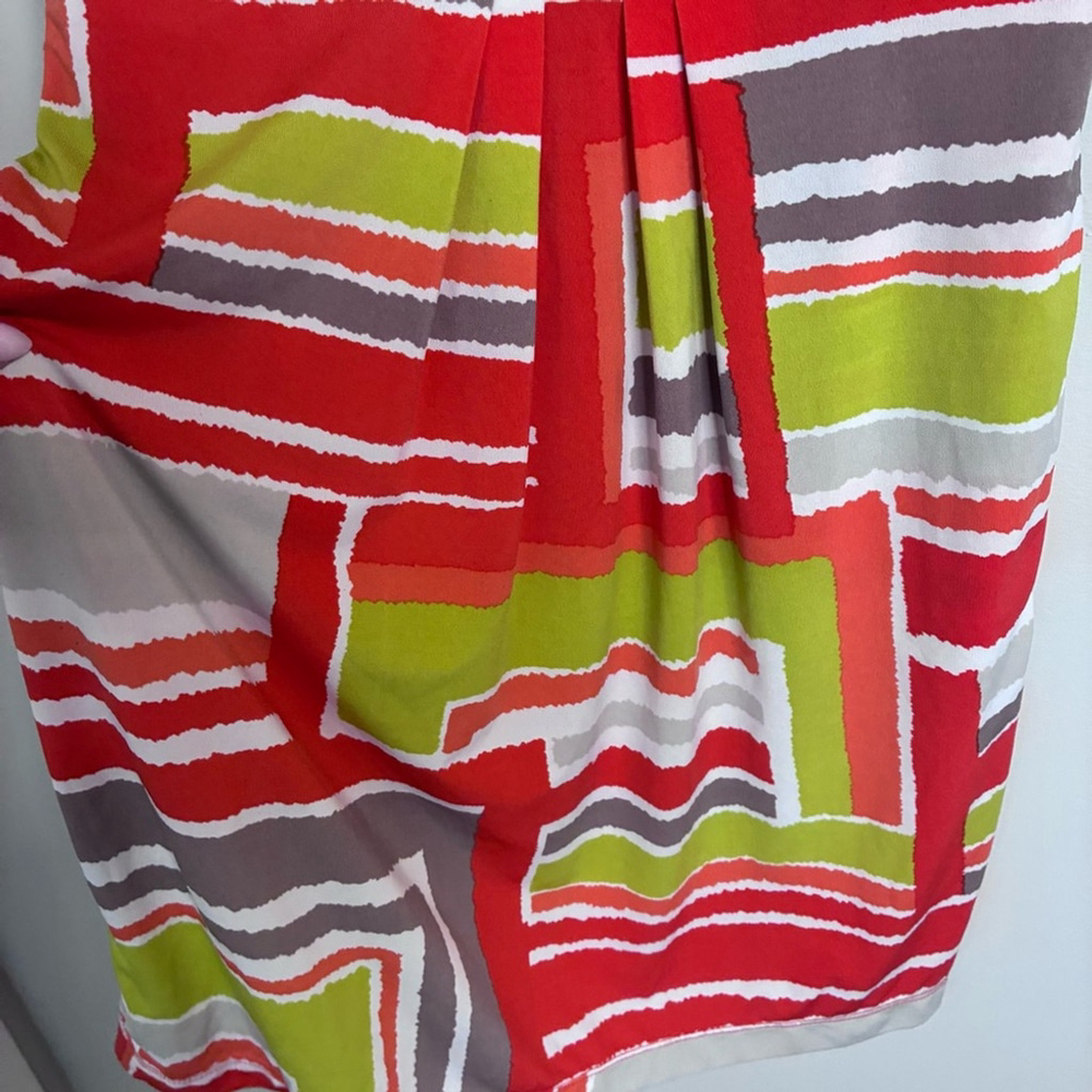 BCBGMaxAzria - Orange, Lime, gray Swoop neckline Dress - S - Picture 7 of 12